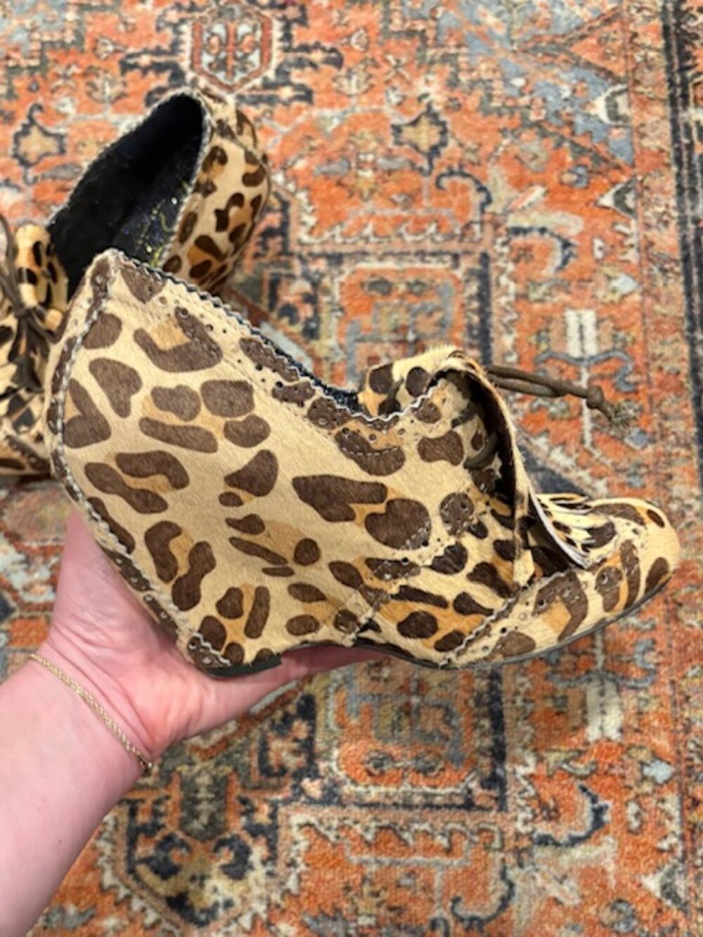 Irregular Choice Leopard Horse Hair Wedges - Picture 8 of 13